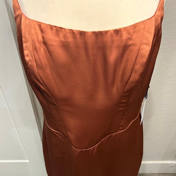 ASTR Long Copper Satin Dress - Picture 5 of 12